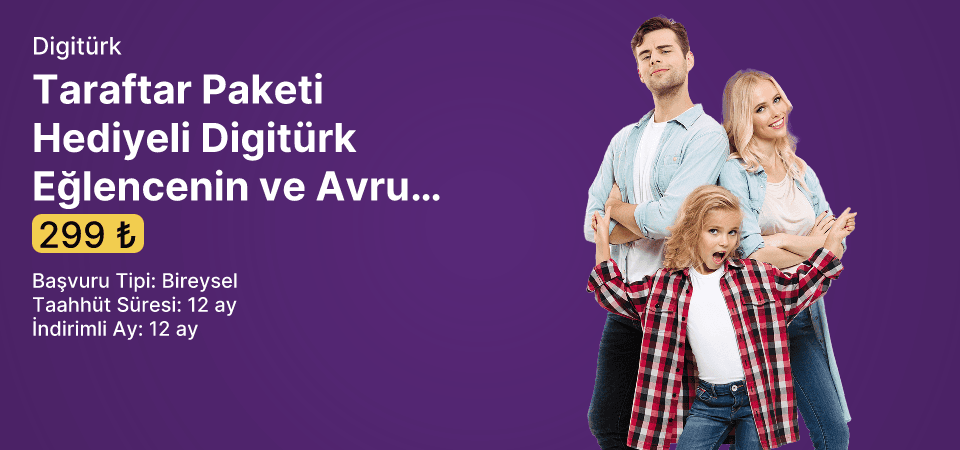 Taraftar Paketi Hediyeli Digitürk Eğlencenin ve Avrupanın Yıldızı TV Paketi